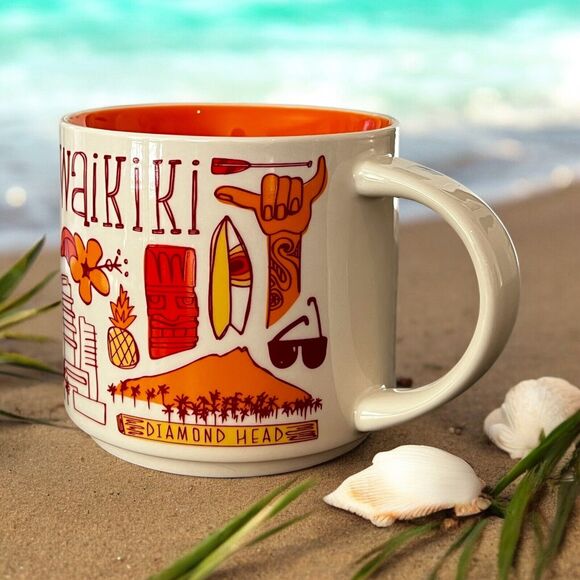 Starbucks WAIKIKI Hawaii Been There Series BTS Coffee Mug Cup EUC - Picture 2 of 8